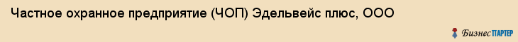 Частное охранное предприятие (ЧОП) Эдельвейс плюс, ООО, Тюмень
