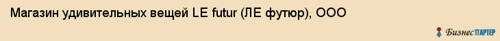 Магазин удивительных вещей LE futur (ЛЕ футюр), ООО, Тюмень